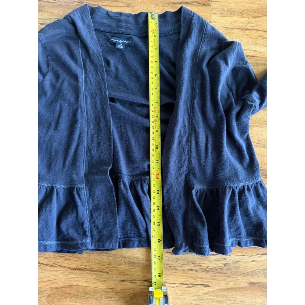 American Eagle Navy Blue Open Front Jersey Cardigan Lightweight Casual Layer S/P - Picture 8 of 9